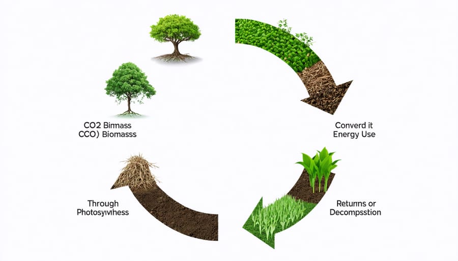 Infographic showing the circular carbon cycle in agricultural systems