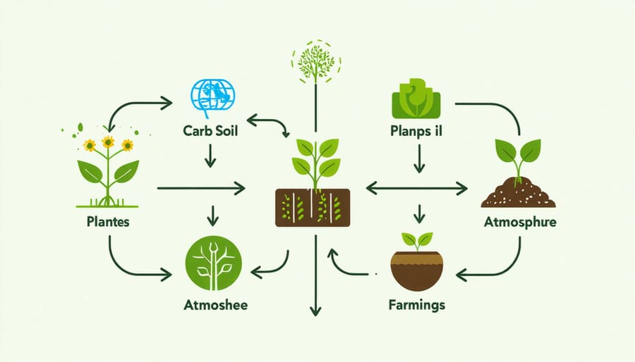 Diagram illustrating the natural carbon cycle in agricultural systems