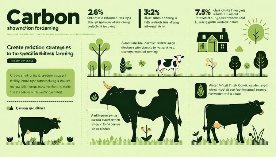 Visual diagram illustrating various methods for reducing carbon emissions in livestock operations