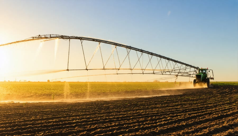 Center pivot irrigation sprinkler system operating in a circular field