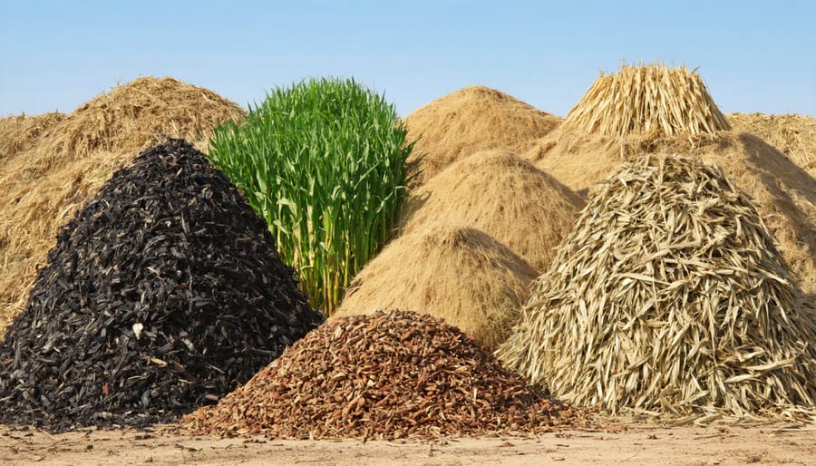 Different types of farm waste materials used for bioenergy production