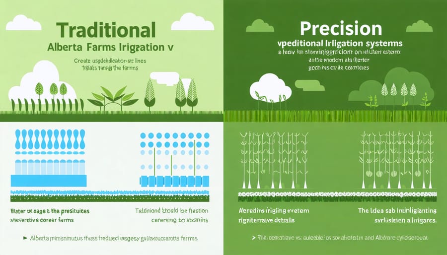 Side-by-side comparison of water consumption between conventional and precision irrigation methods