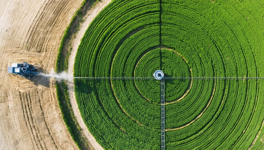 Modern precision irrigation system with multiple sensing units operating in a wheat field