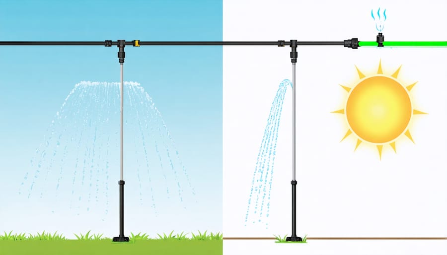 Side-by-side comparison of traditional and smart irrigation systems in Alberta farmland