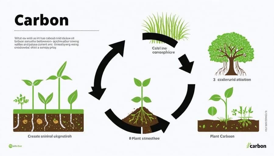 Diagram illustrating soil carbon sequestration process in agricultural land