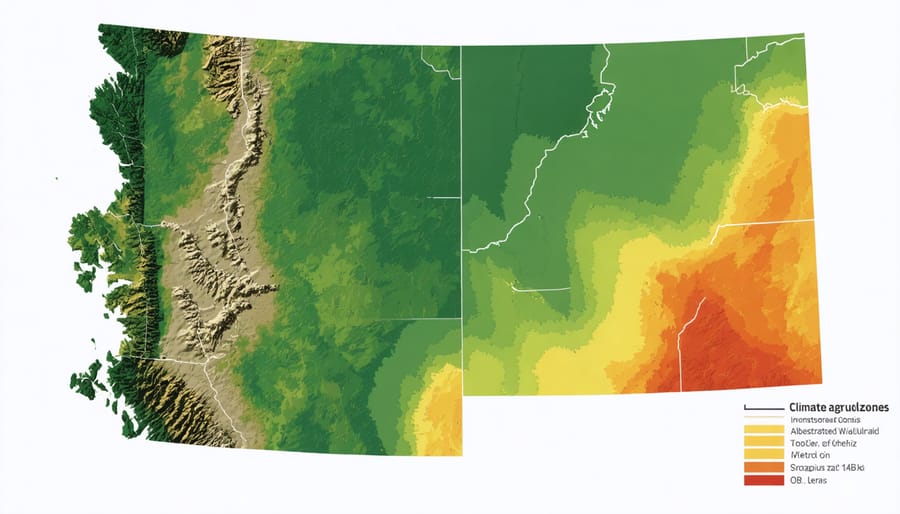 Color-coded map of Alberta's agricultural regions with climate zone indicators