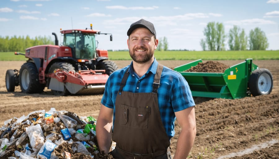 Successful Alberta farmer showcasing their integrated organic waste management system