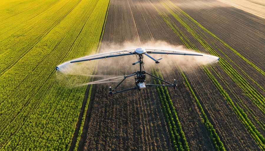 Precision irrigation system operating in a circular pattern over a potato field