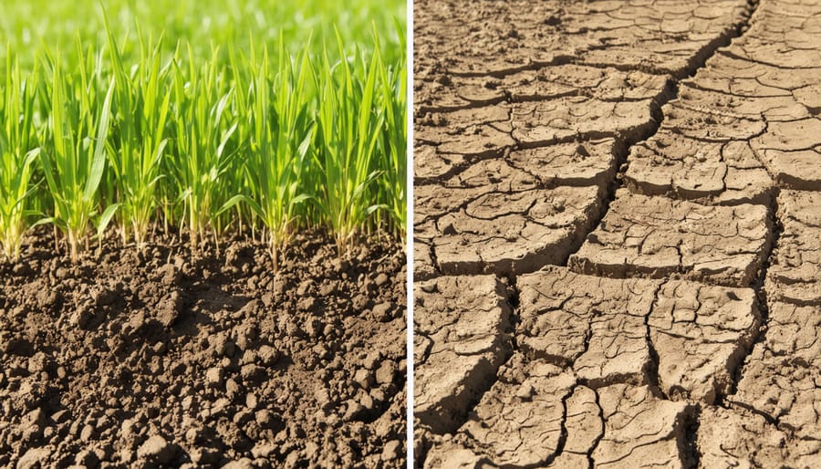 Side-by-side comparison of degraded and regenerated Alberta farmland soil