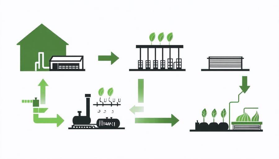 Infographic showing the four stages of anaerobic digestion: hydrolysis, acidogenesis, acetogenesis, and methanogenesis