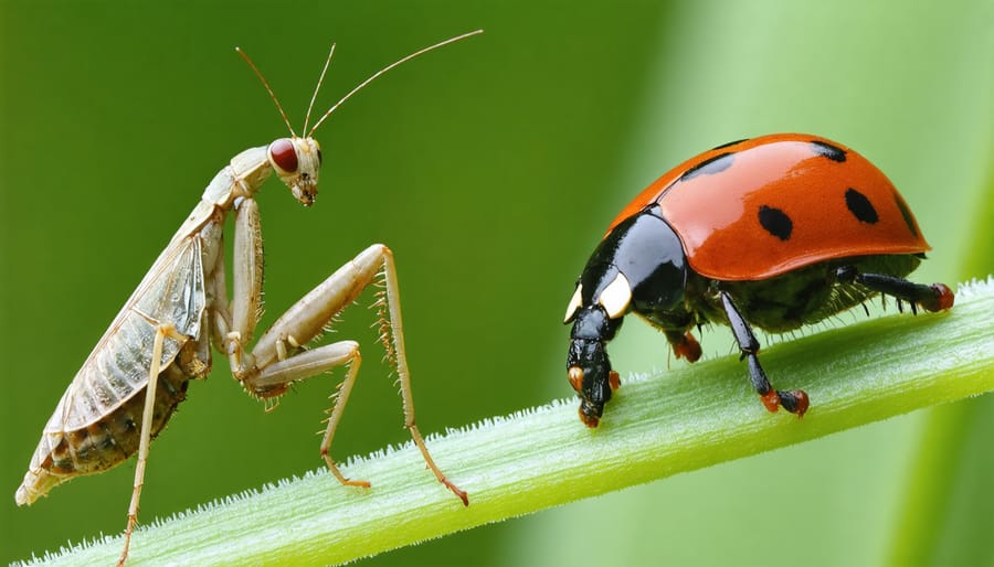 Beneficial insects working as natural pest control agents in an agricultural setting