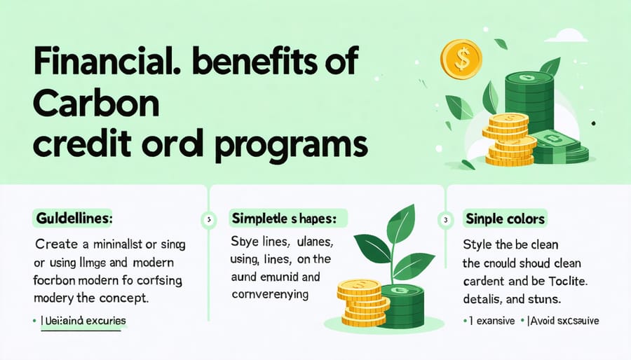 Visual diagram illustrating carbon credit revenue streams and program participation steps