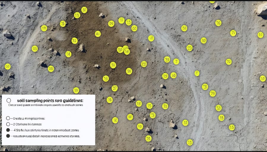 GPS-based soil mapping visualization showing sampling locations across agricultural field