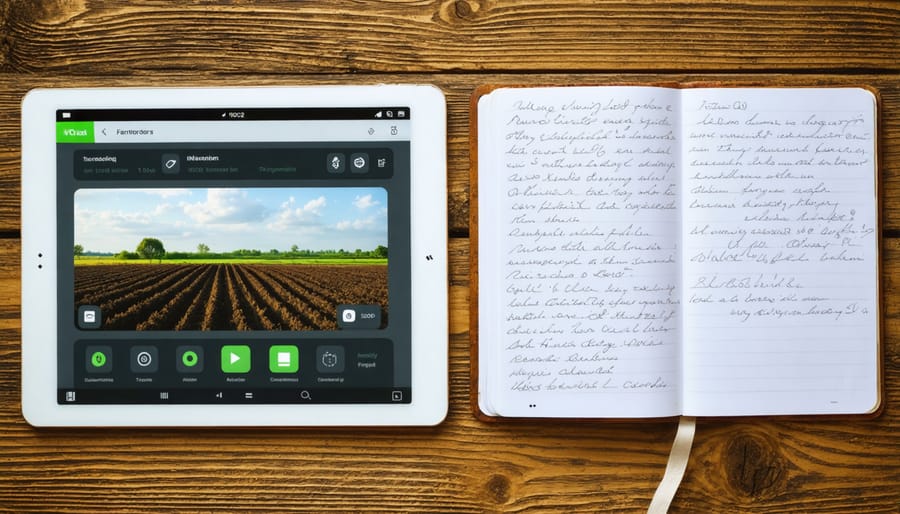 Side-by-side comparison of digital and traditional farm record keeping methods