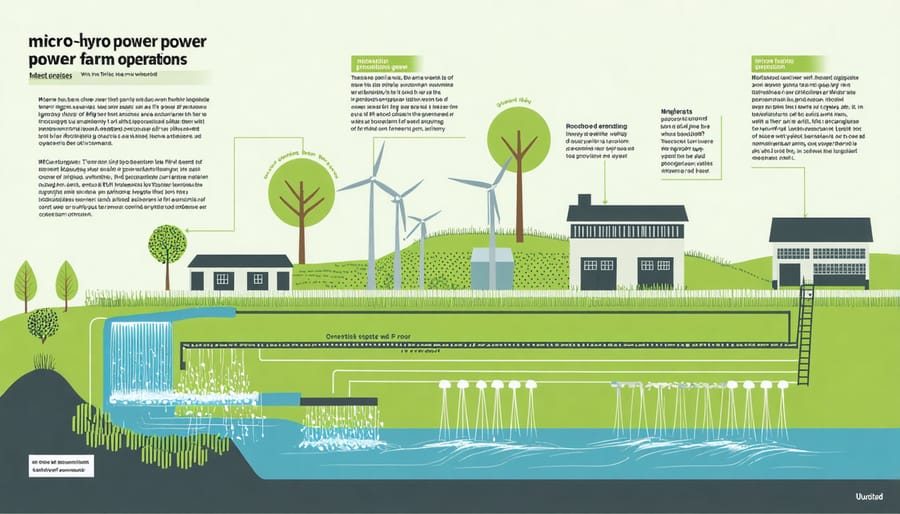 Visual representation of micro-hydro power applications in different farm operations