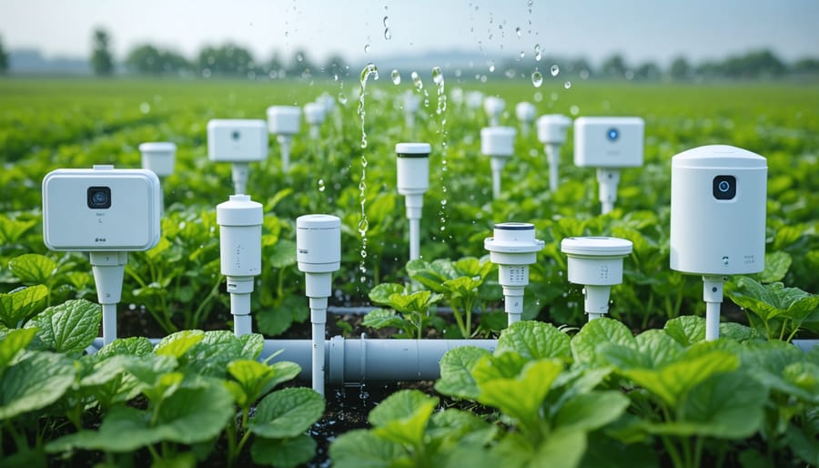 IoT water quality monitoring sensors integrated into farm irrigation equipment