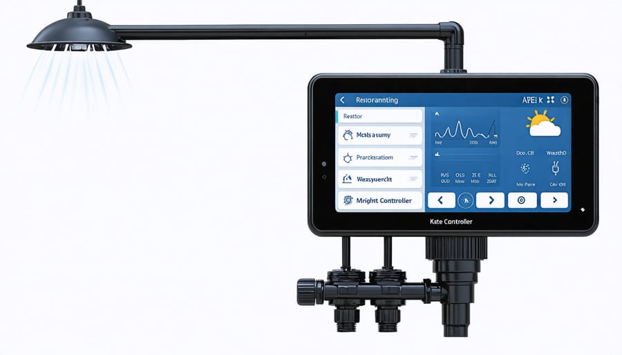 Digital display of K-Rain irrigation controller with weather monitoring features