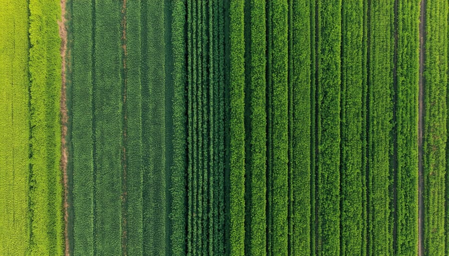 Aerial view of Miller Family Farm's organic fields with visible crop diversity