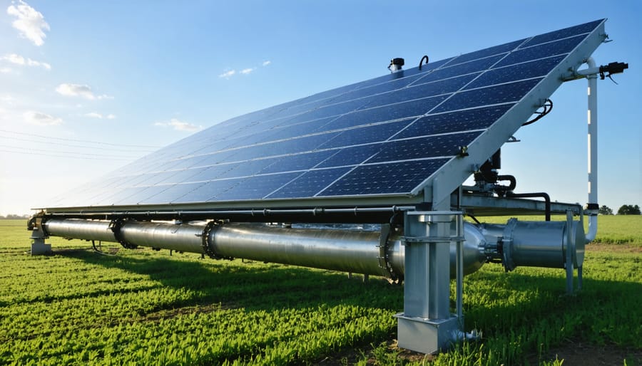 Solar-powered water treatment system in operation at an organic farm