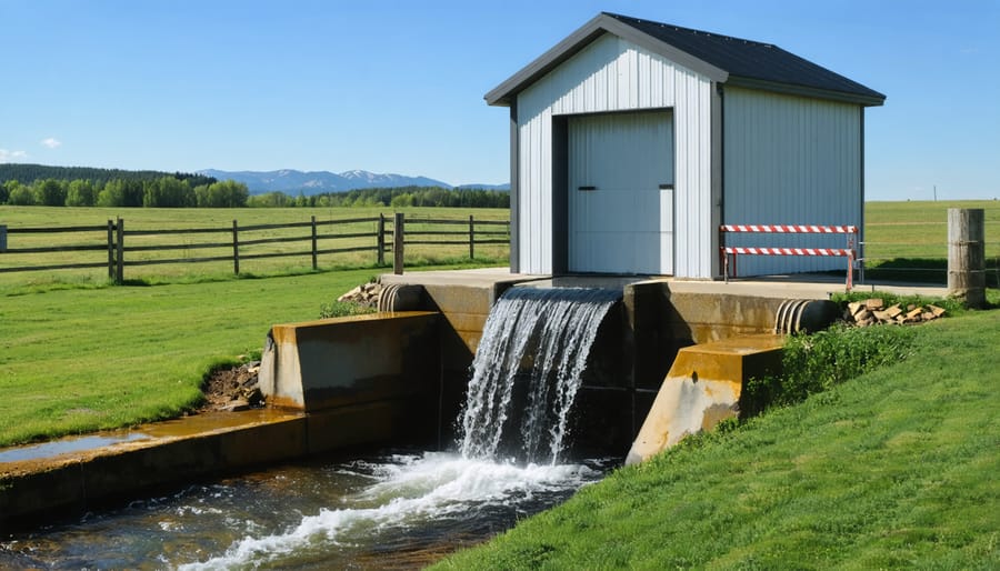 Working micro-hydro installation at Mountain View County dairy farm