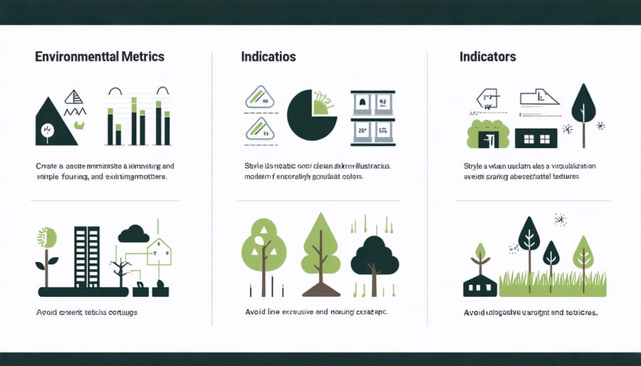 Visual representation of organic farming environmental impact metrics including soil health, water usage, and biodiversity