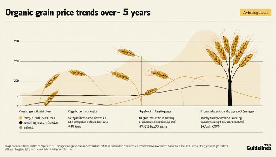 Chart displaying organic versus conventional grain price comparisons from 2018-2023