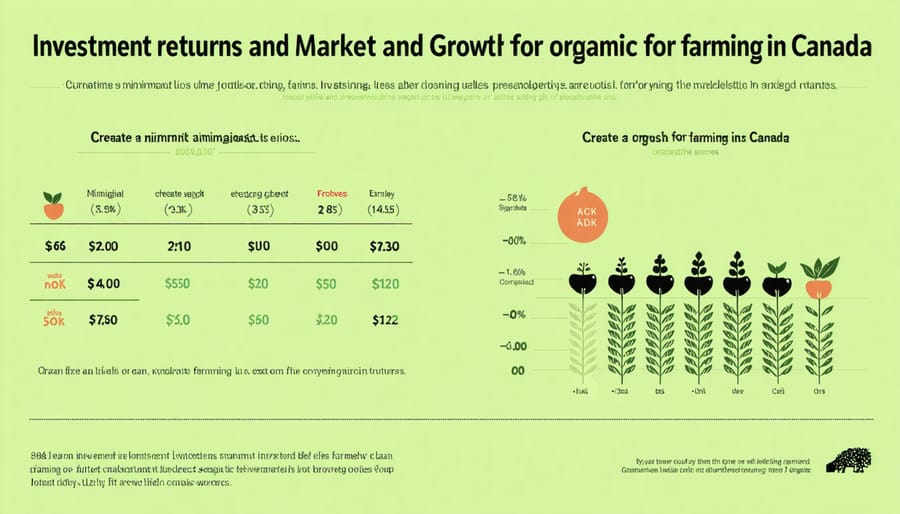 Chart displaying organic farming investment metrics and market trends