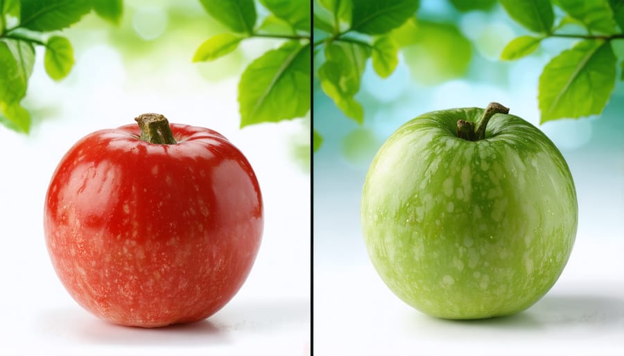 Visual comparison showing differences between organic and conventional vegetables