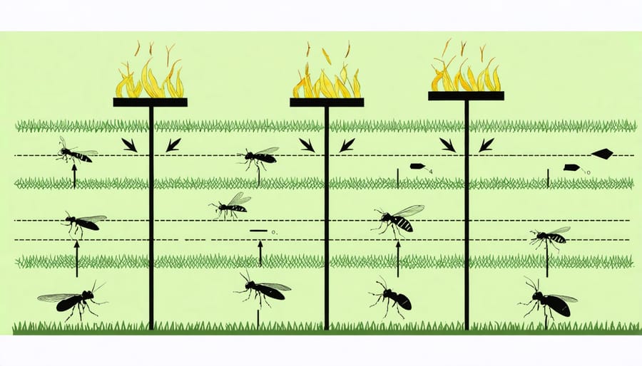 Illustrated guide to various pest trap designs and their strategic field positioning