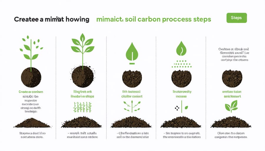 Step-by-step illustration of soil sampling and carbon testing procedures