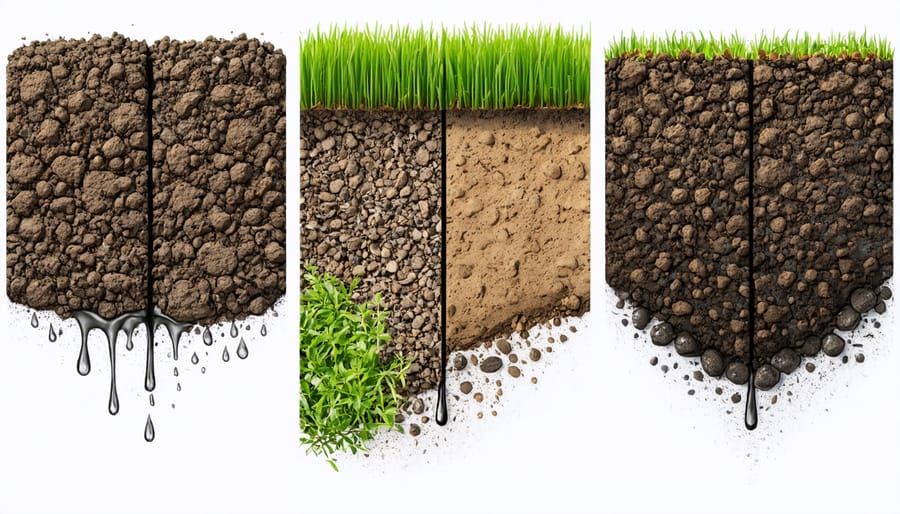 Comparison of soil samples demonstrating varying water retention properties in organic farming