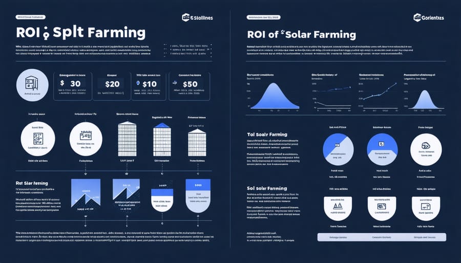 Infographic showing economic benefits of solar farming including cost savings and revenue streams