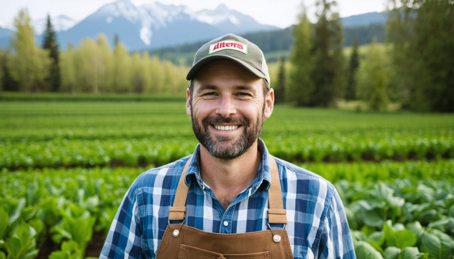 Successful organic farmer showcasing their certified organic farm operation