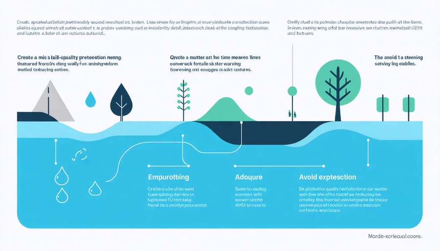 Visual diagram of water quality protection strategies including watershed management and filtration processes