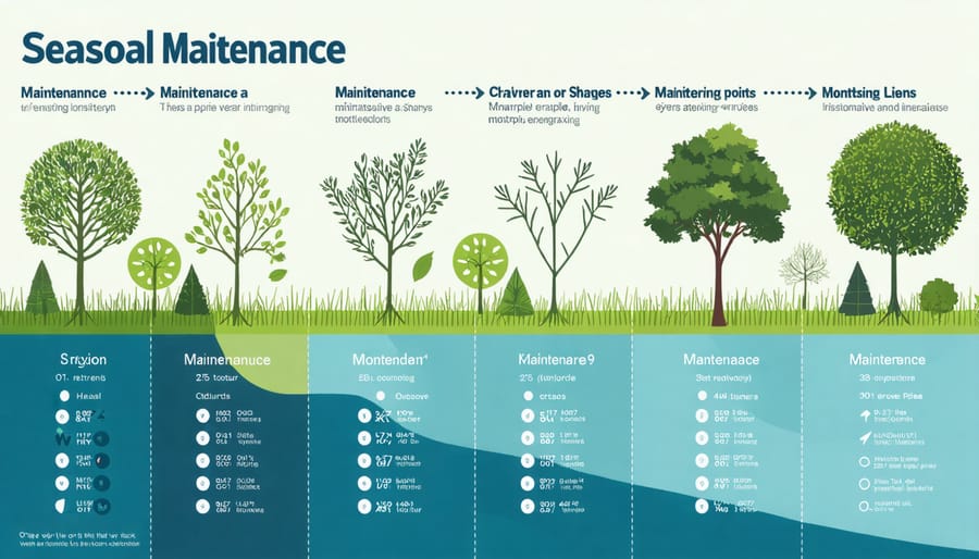 Circular calendar diagram showing key wetland maintenance tasks for each season