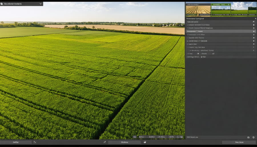 Digital field map interface displaying organic farm plots and crop rotation planning