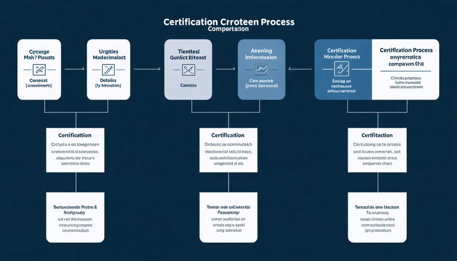 Step-by-step flowchart comparing QAI and USDA organic certification processes