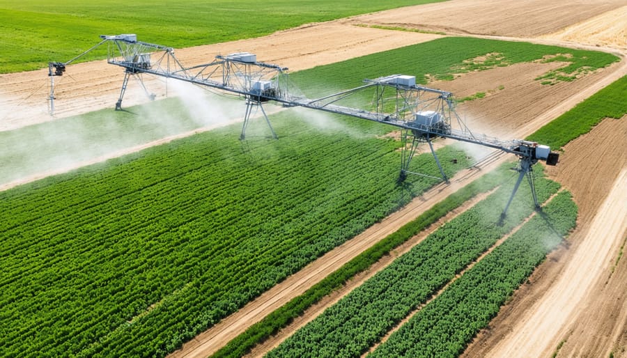 Circular patterns of center pivot irrigation systems in Kansas agricultural fields during drought season