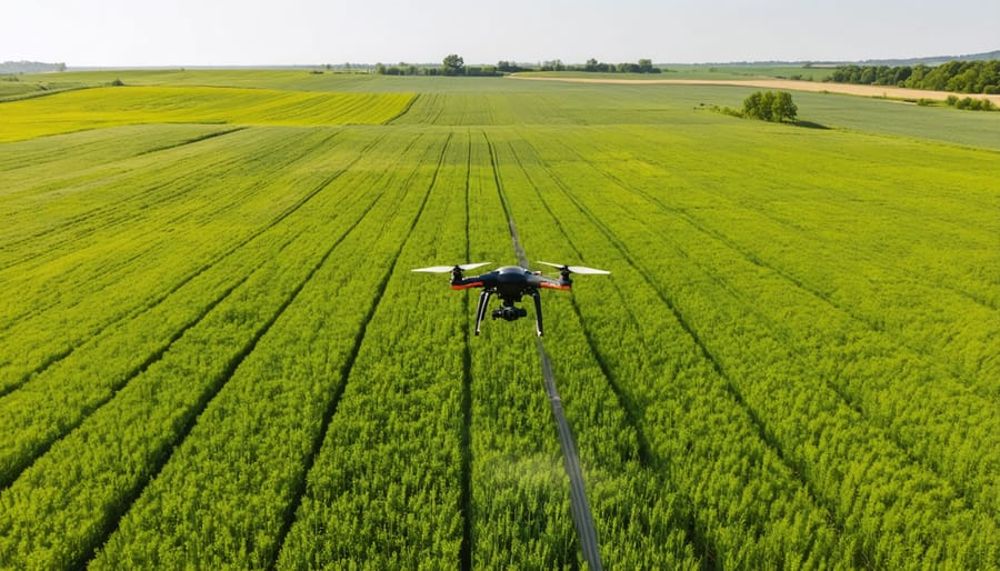 Network of agricultural IoT sensors monitoring crop conditions in an organic wheat field