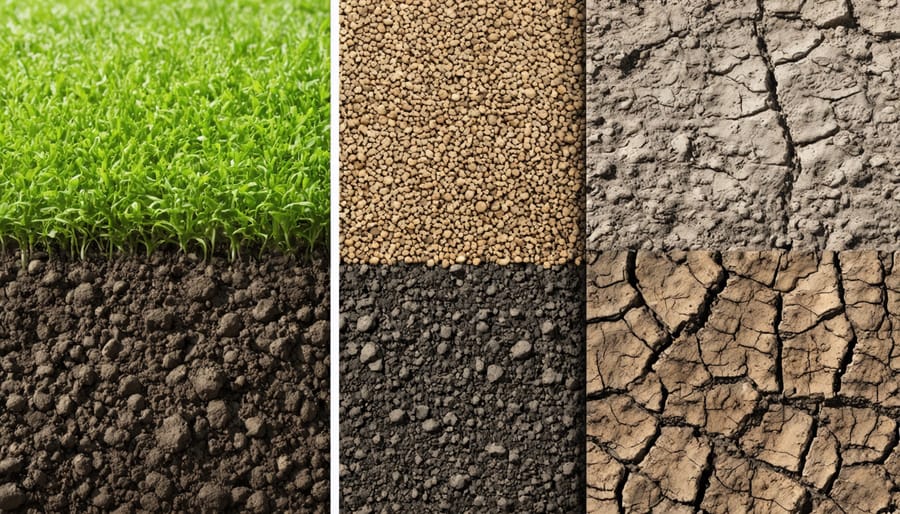 Side-by-side comparison of healthy and unhealthy agricultural soil samples