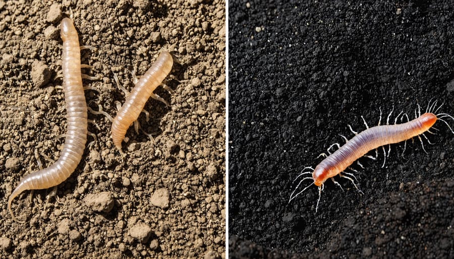 Side-by-side comparison of rich, dark regenerative soil with visible soil life versus compacted, lighter conventional soil