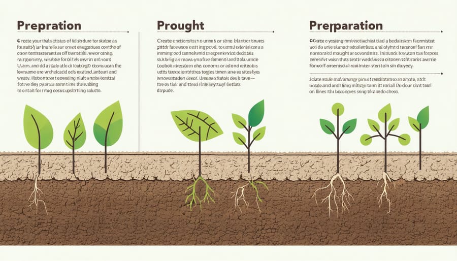 Step-by-step visual guide of soil preparation methods for drought resistance