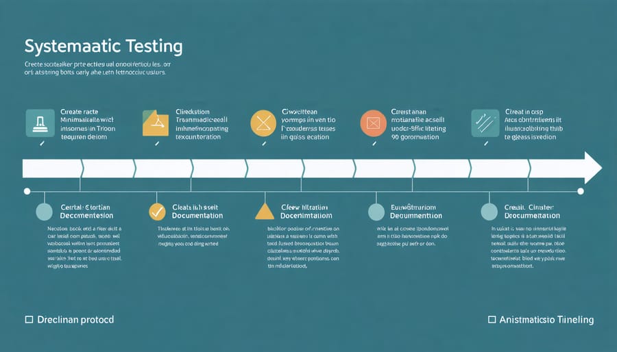 Visual timeline of organic testing protocol steps and documentation requirements