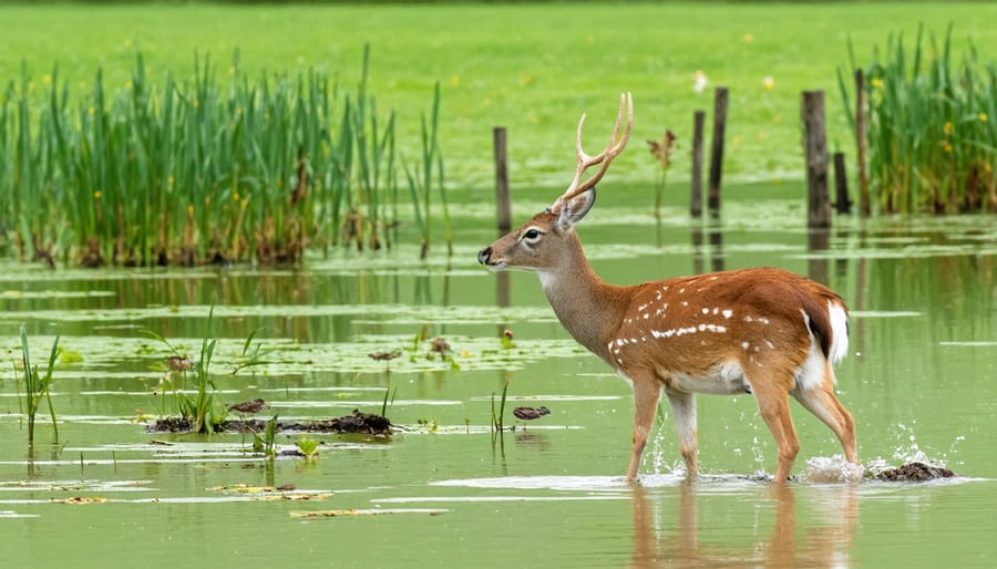 Native birds and plants thriving in a farm's renewable energy water system