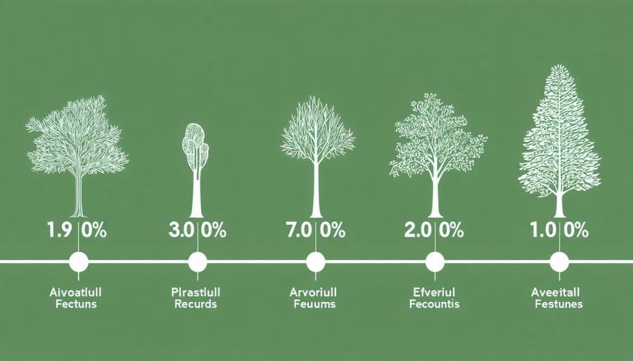 Visual timeline showing delayed returns from various agroforestry investments over multiple years