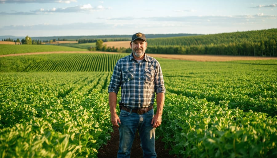 Successful Alberta farmer harvesting from their mature perennial crop system