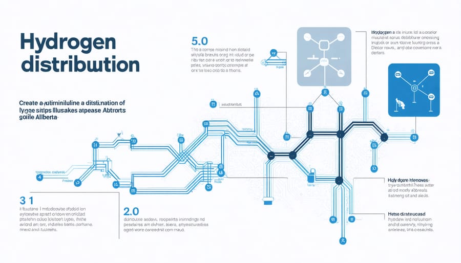 Map visualization of Alberta's hydrogen infrastructure showing production facilities and distribution points