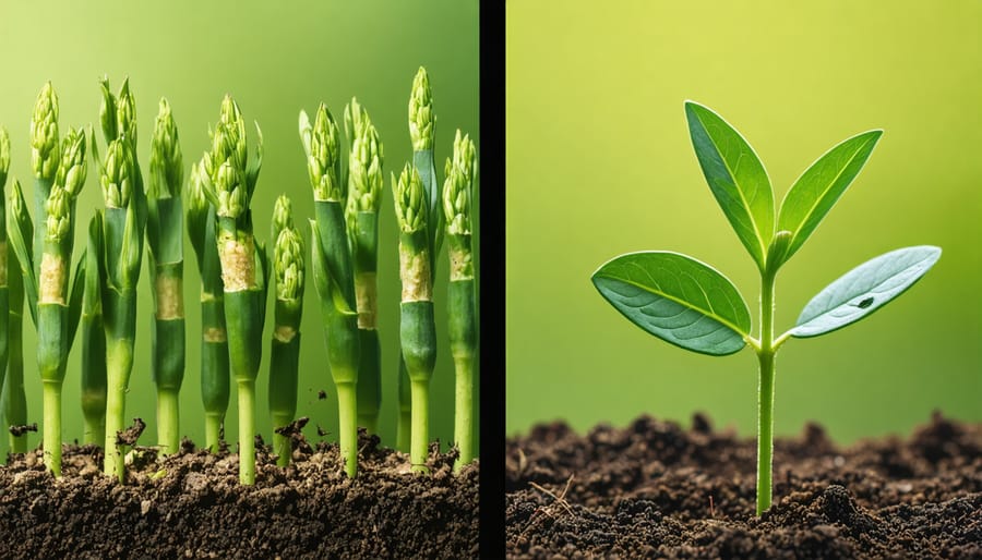 Side-by-side comparison of healthy and pest-affected crops in Alberta farmland