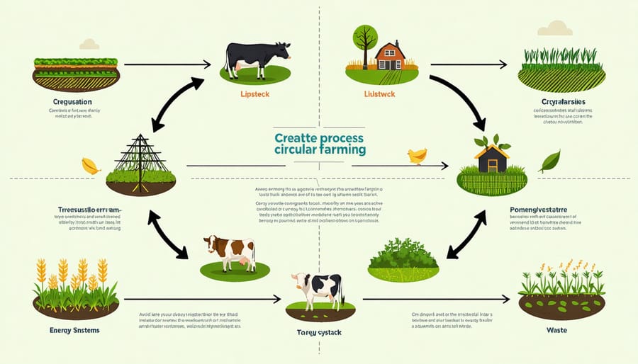 Circular diagram illustrating the interconnected elements of a circular farming system