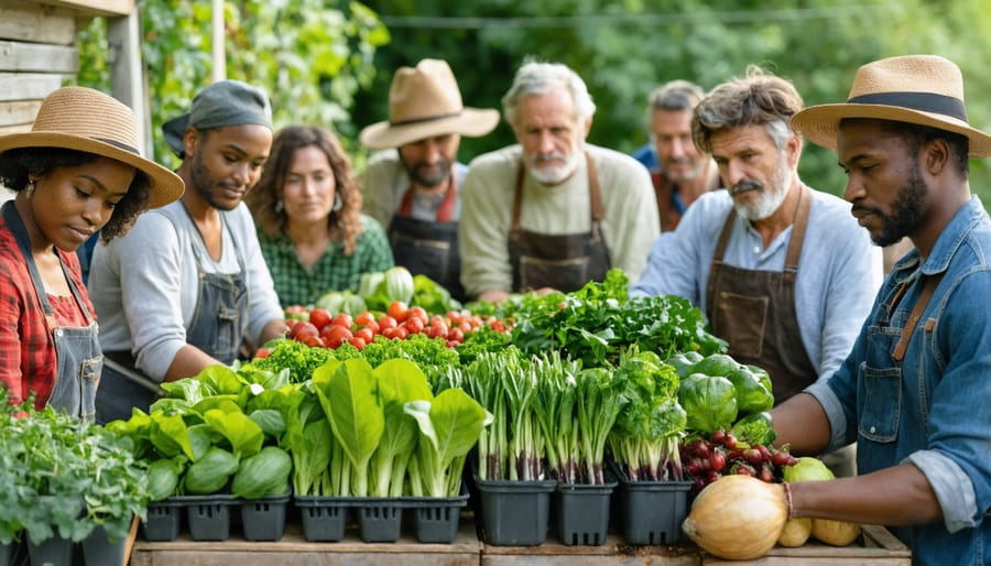 Local farmers and community members engaging in an educational workshop about organic farming practices